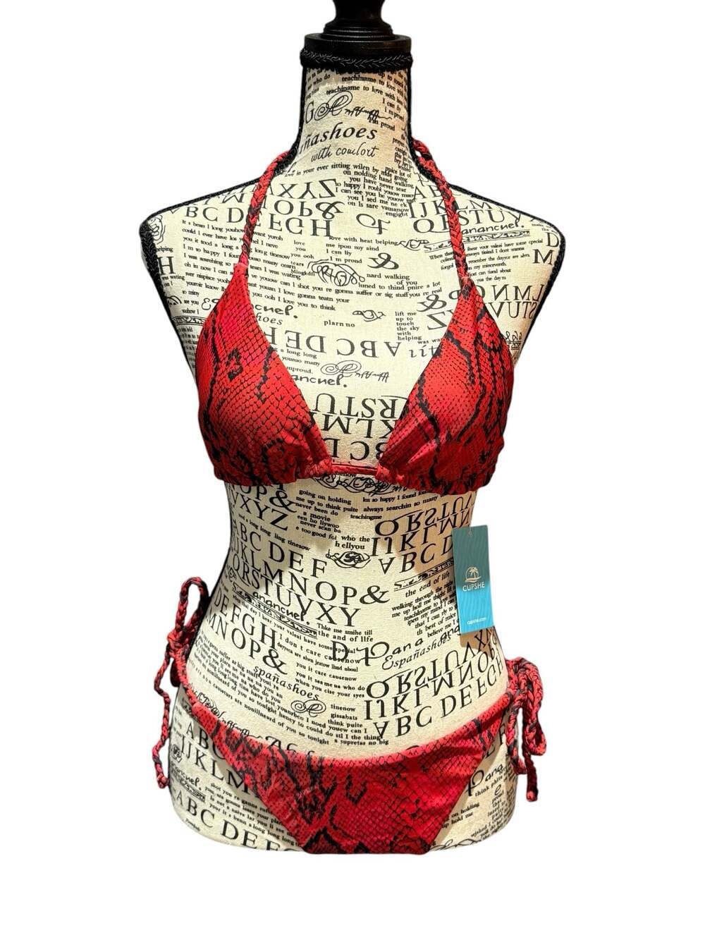 NWT Cupshe Red Snakeskin Bikini Set Size Small